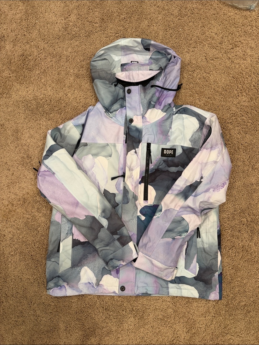 DOPE Snow Lavender & Gray Watercolor Snow Jacket with Hood